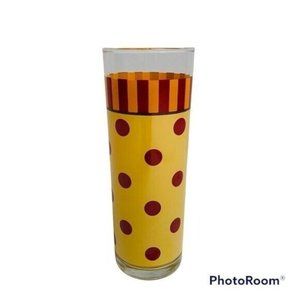 Gail Pittman Siena Tom Collins 12 oz Glass Tumbler Polka Dot Red Yellow 7”